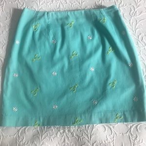 Lilly Pulitzer Aqua Skirt w Lobsters & Daisies